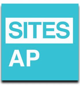 This is a square SITES AP logo with a dropshadow; SITES AP; The Sustainable SITES Initiative Logo