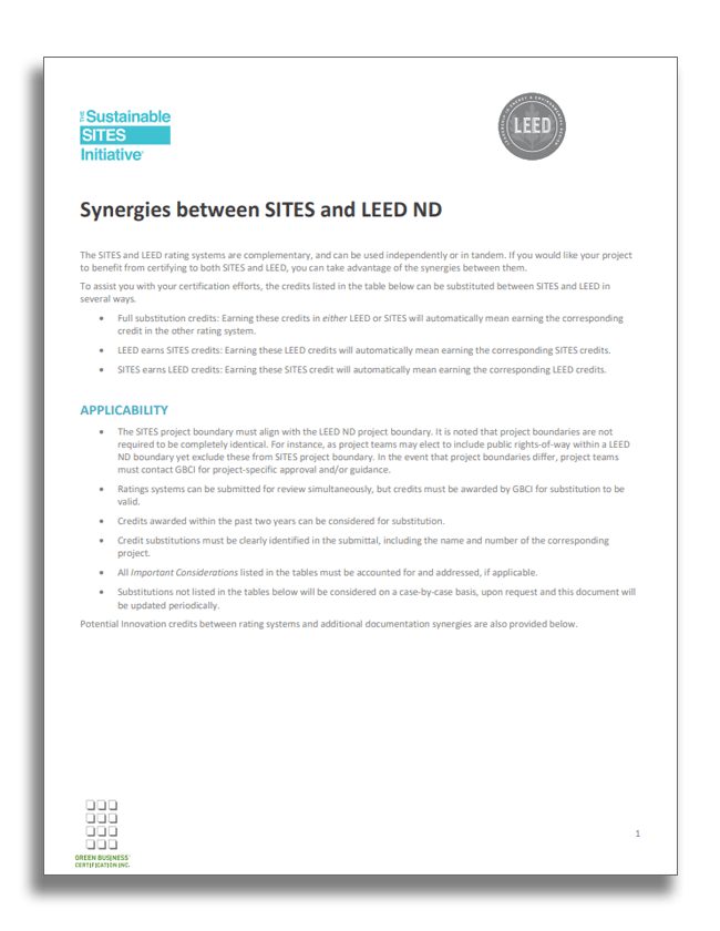 Synergies between SITES and LEED ND thumbnail imageSITES AP PT and FC button and logo; LEED exam prep; LEED CE; WELL exam prep; well study tools; WELL AP; LEED study tools