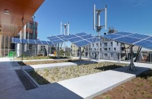 Image of solar panels around buildings